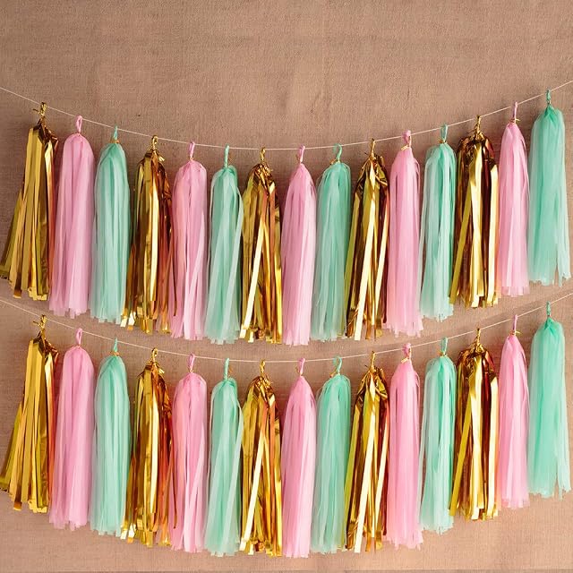 KOKER Tassel Garland, Tissue Paper Tassels for Wedding, Baby Shower, Event & Party Supplies, 30 pcs DIY Kits - Packaged With Instructions