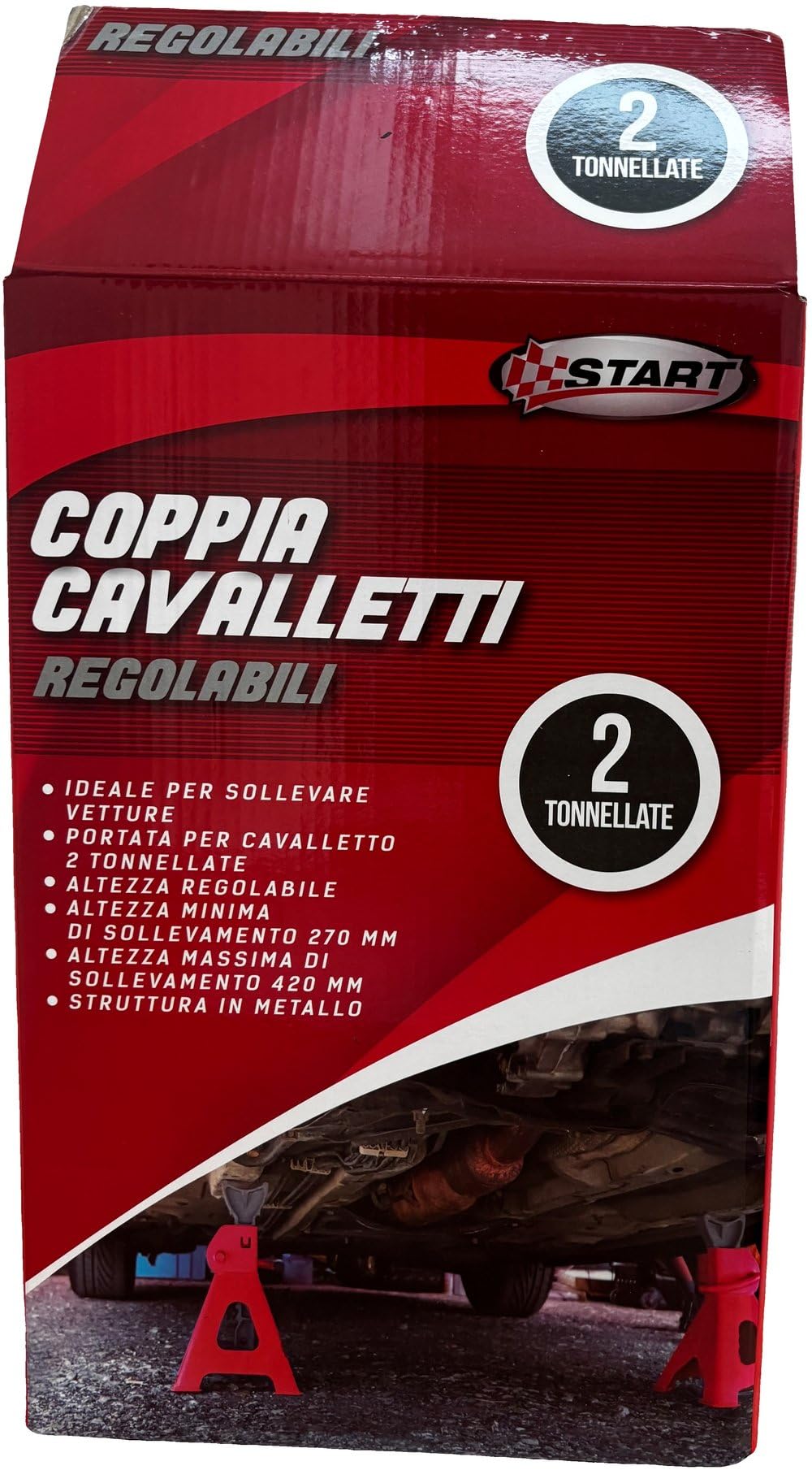 Start Coppia Di Cavalletti Da Officina 2 Tonnellate Per Manutenzione Auto – Supporti Robusti E Affidabili Per Sollevamento Veicoli