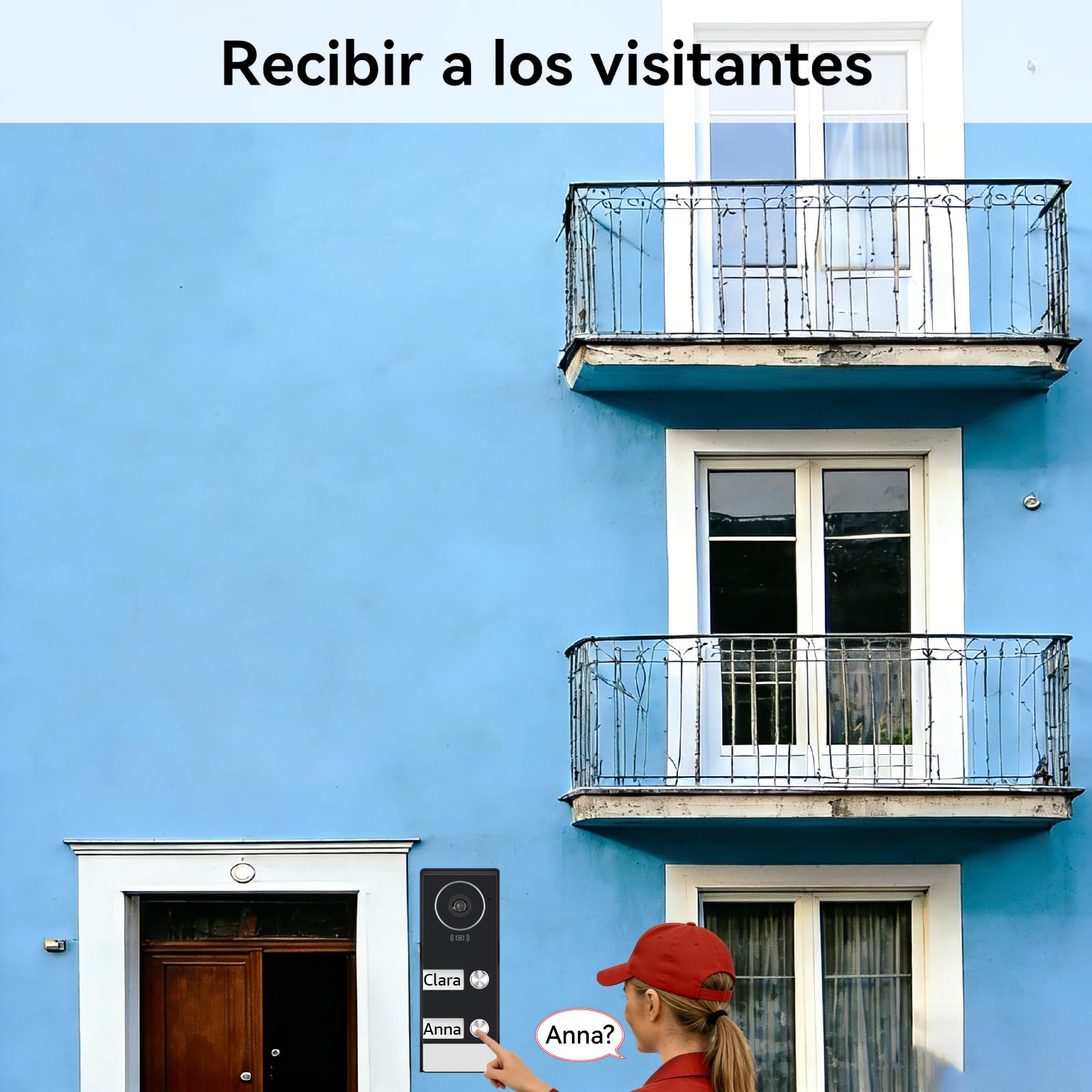 Videoportero 2 Hilos, Timbre Video Sistema Intercomunicador, 2 Videoporteros Táctil 7'', Desbloqueo en Remoto por App/RFID, Detección de Persona, Audio Bidireccional, Kit para 2 familias
