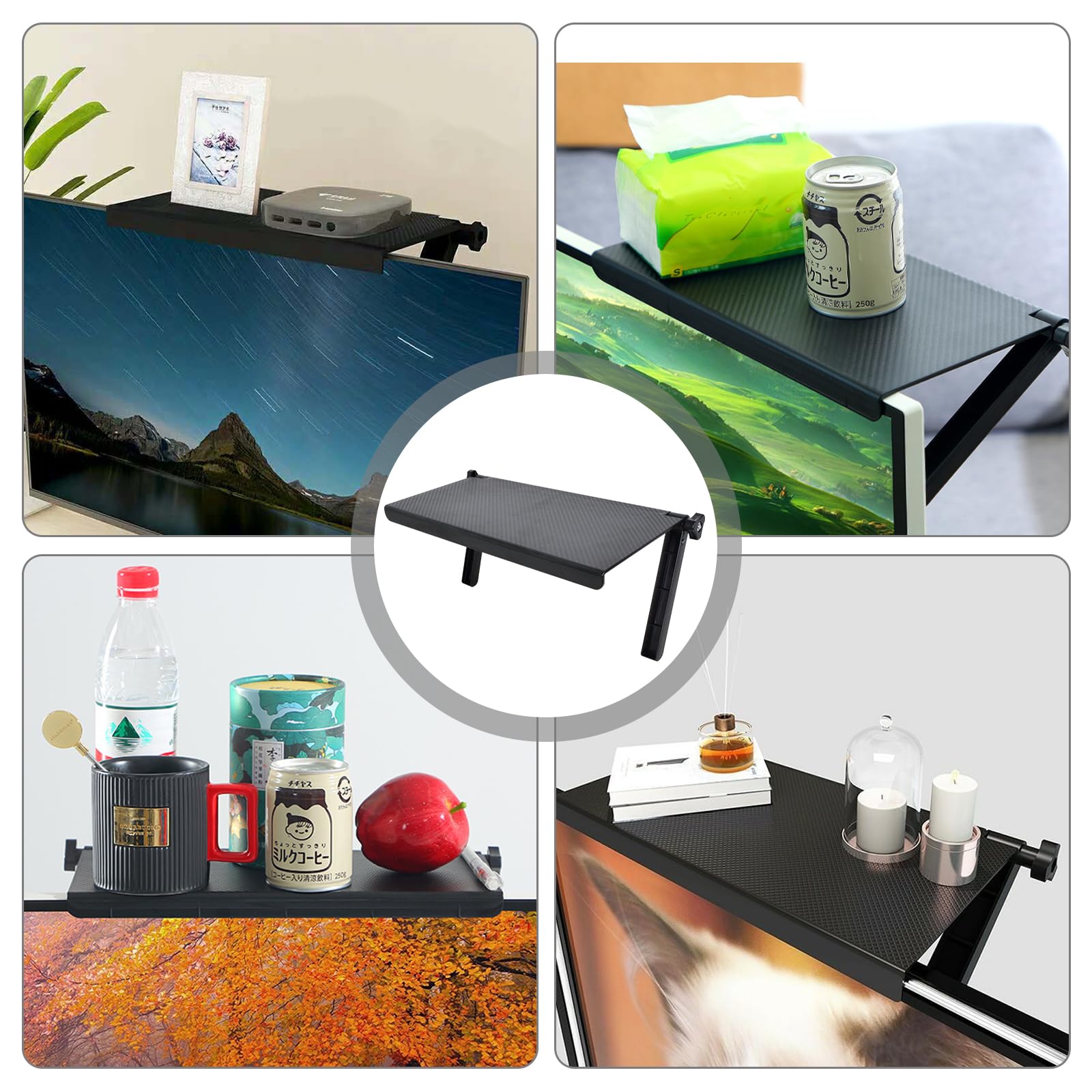 Telewizor Top Shelf Ekran Top Storage Stand, Składany Uchwyt Routera, 33 x 16 cm Górna taca TV, regulowany czarny monitor Stojak na głośniki, routery, Sound Bar