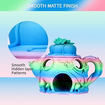 ERYONE Matte PLA Filament 1.75mm, +/-0.03mm, 1kg (2.2lbs)/Spool, Multicoloured, Gradient Fairy (Pink&Green&Blue)