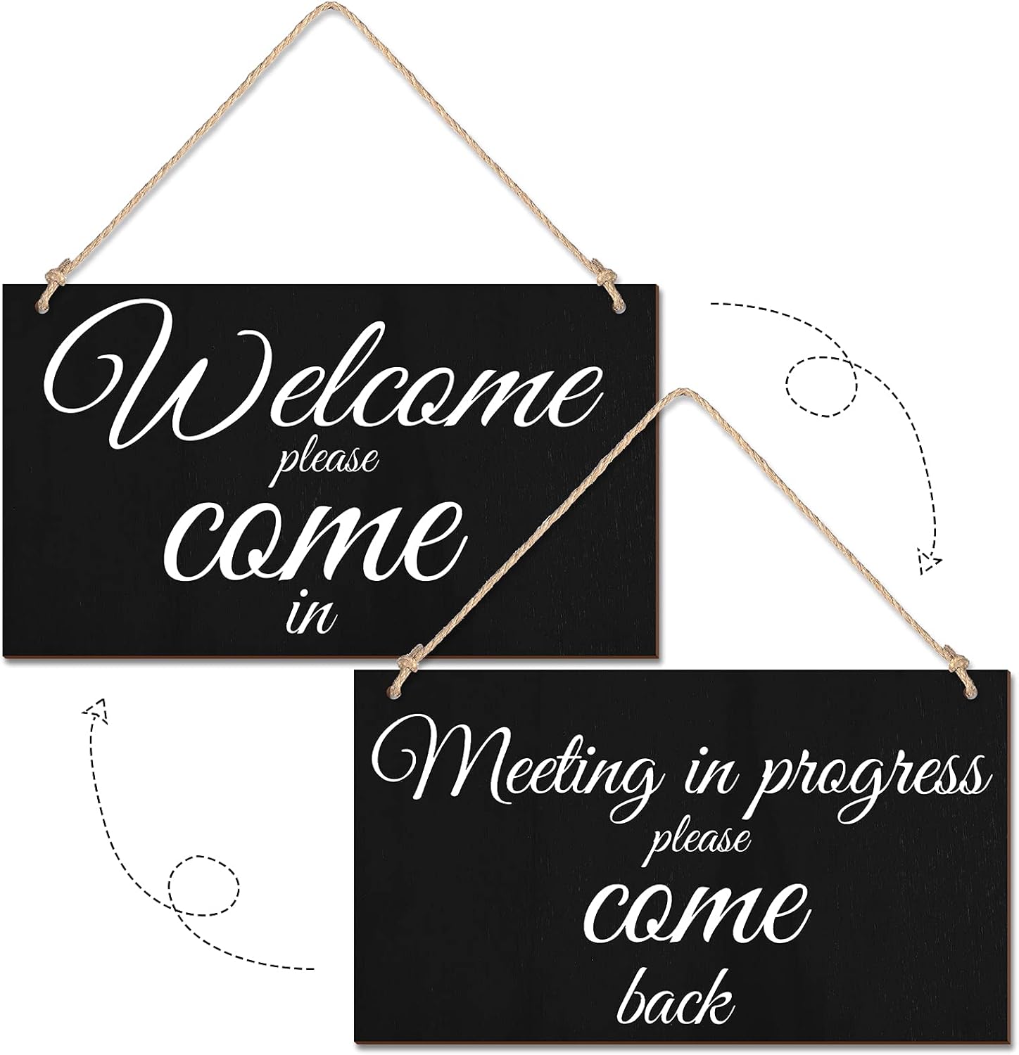 Meeting in Progress Wood Sign Do Not Disturb Wood Sign Plaque Reversible Wood Sign for Home Office Meeting Door, Home Study Door Hanger, 12 x 6.8 Inches : Office Products