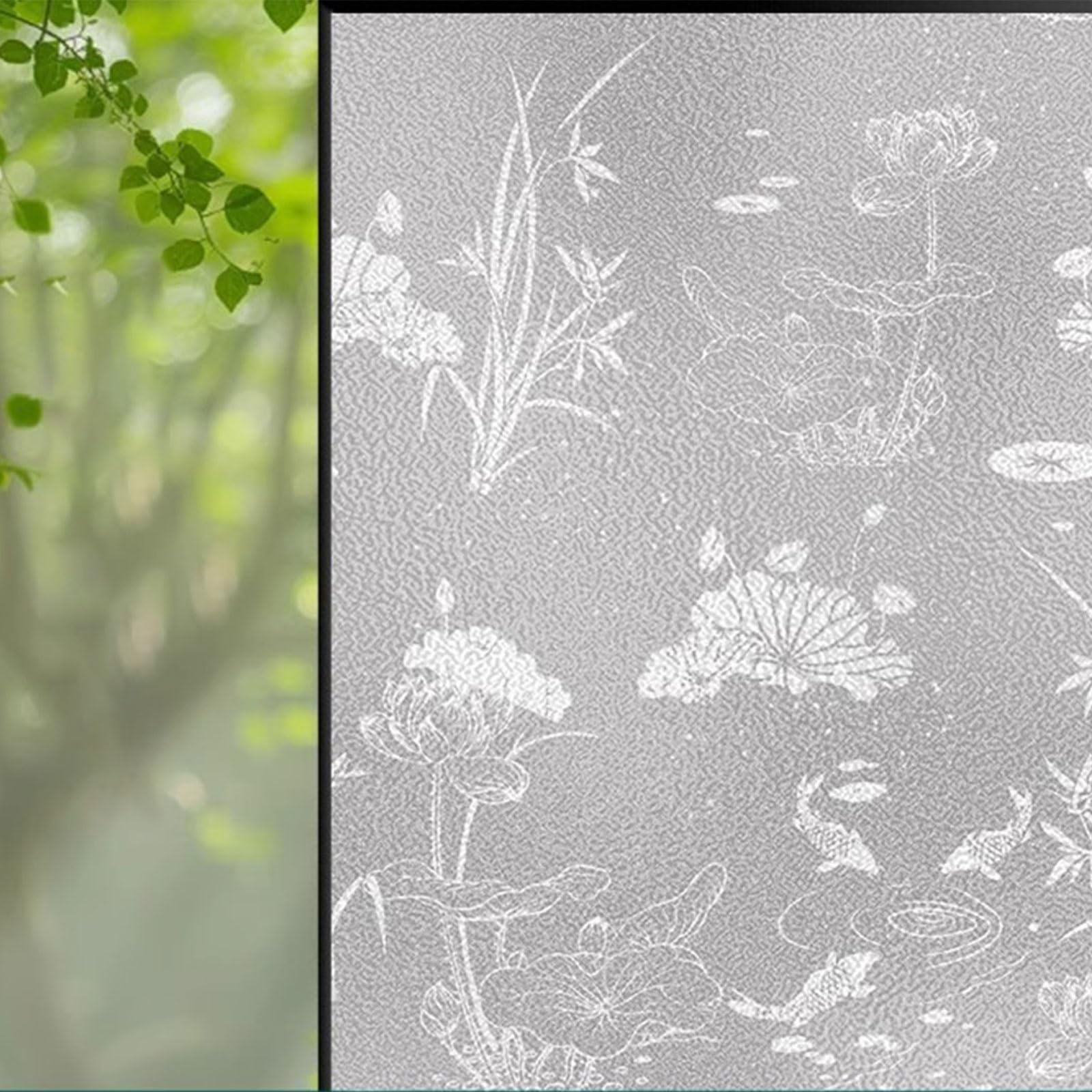 Eiauiuo Frosted Glass Film With Pattern, Self-Adhesive Window Film For Privacy, UV Protection & Opaque Design, Static Cling No Glue Film For Living Room, Bedroom, Kitchen, Bathroom(Pattern 01,70x100cm