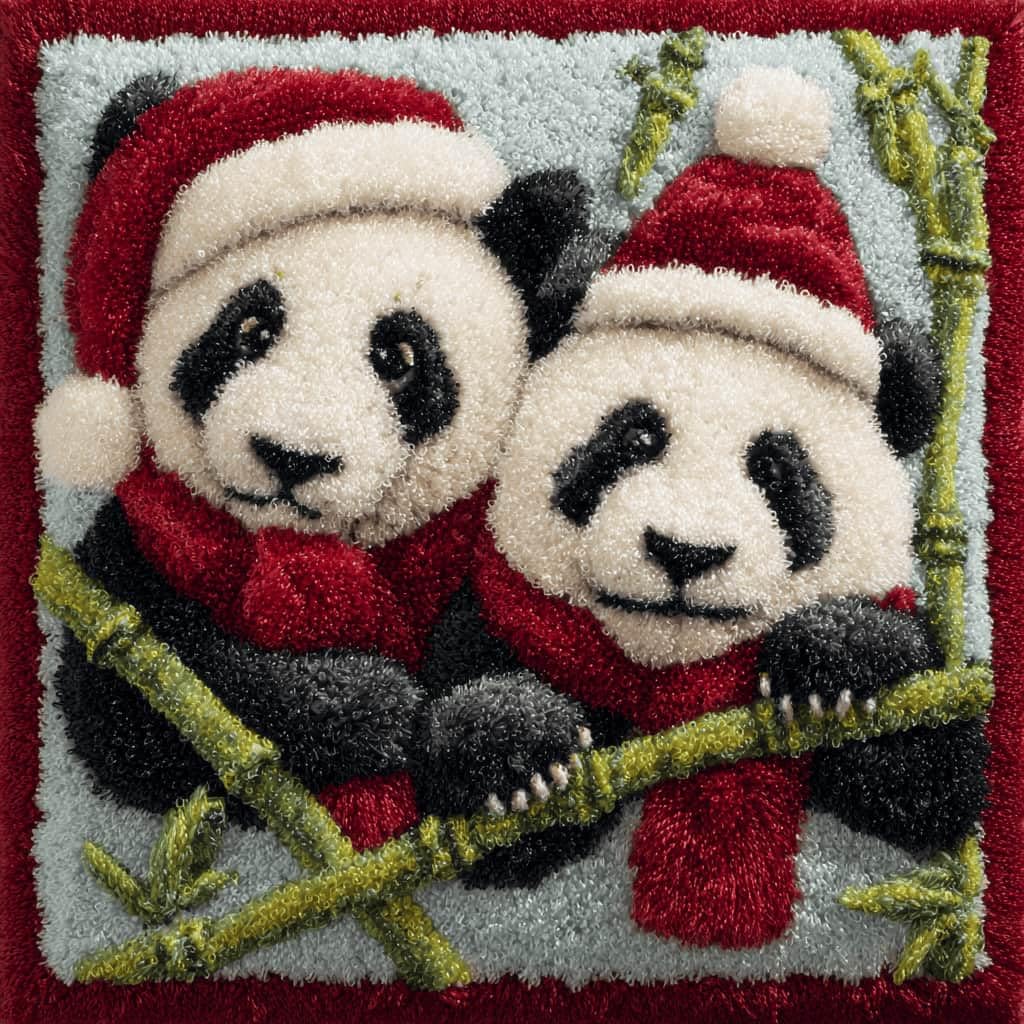 Kitquiver Decor Latch Hook Cushion Kit,Panda DIY Pillow Cover 43X43Cm