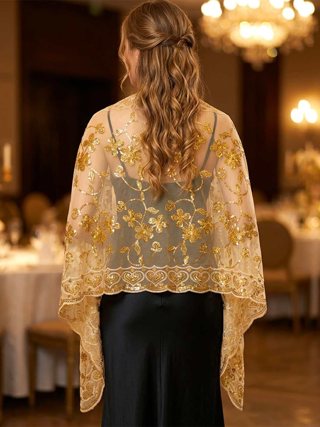 HEREAD Women Sequin Shawls and Wraps for Evening Dresses