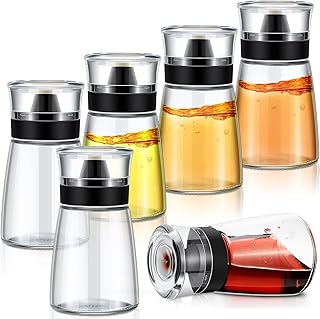 Nuanchu 6 Pcs Soy Sauce Dispenser Leakproof Cruet Dispenser Set Small Glass Soy Sauce Bottles Seasoning Bottle Vinegar Cruet for Kitchen Salad Dressing Barbecue Frying Picnic 5.4 oz