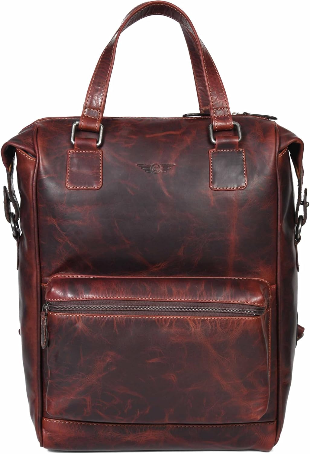 Leather Laptop Backpack for Women Men Unisex Fashion Backpack 16 Inch Brown