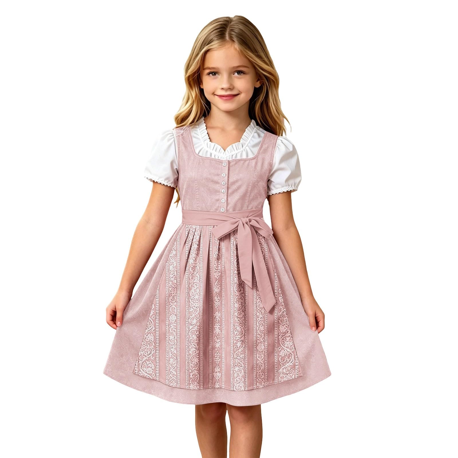 Girls Oktoberfest Costume Bavarian Beer Festival Dirndl Dress with Apron โ image 1
