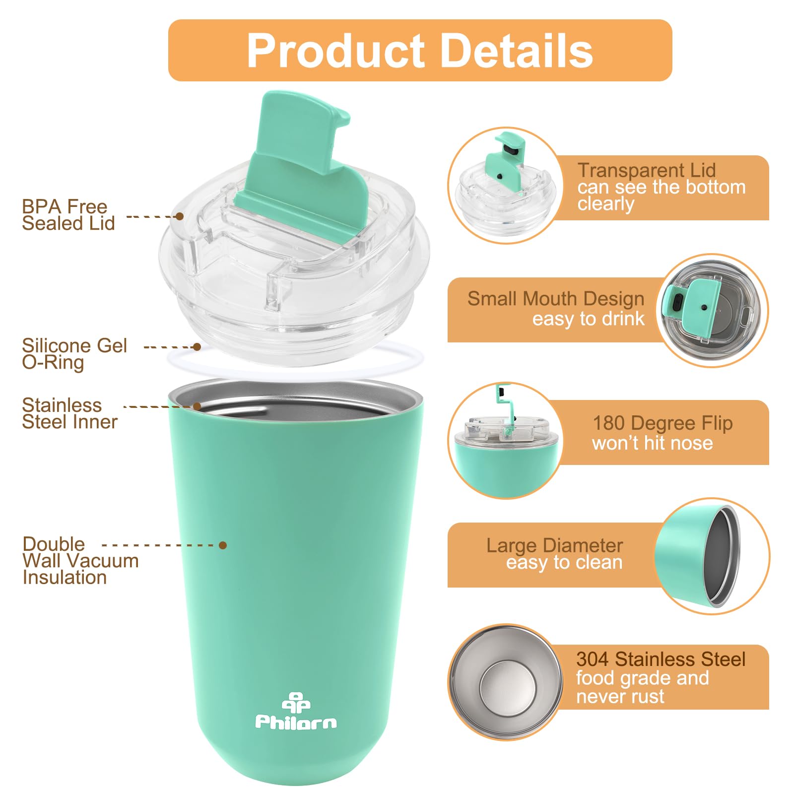 Tazza Da Caffè Da Viaggio Isolata Tazza Termica Vetro Inox 380 - Foto 9