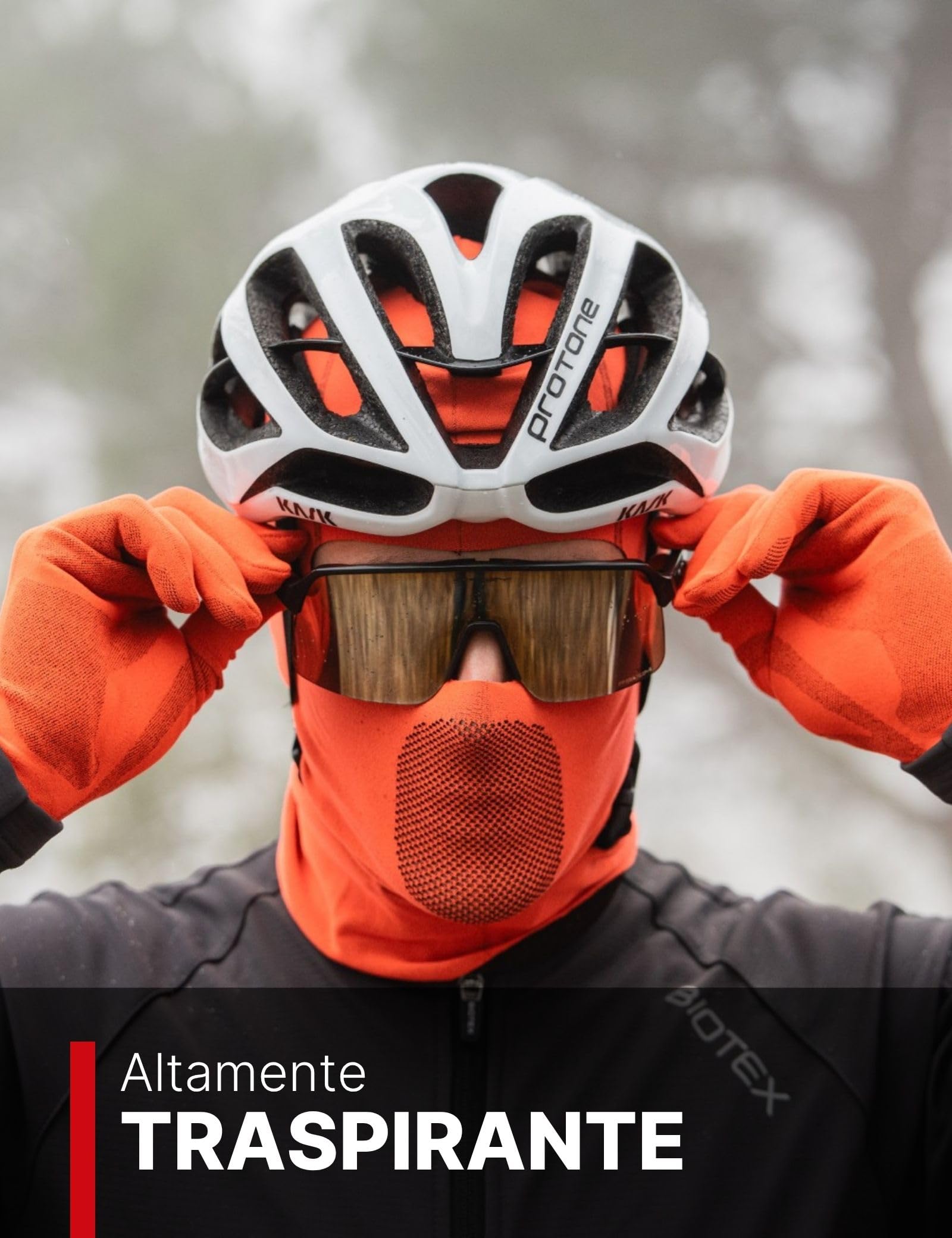 BIOTEX Cagoule Limitless Thermique et Respirant pour l'hiver, sans couture, Idéal pour cyclisme, VTT, moto et sports d'hiver