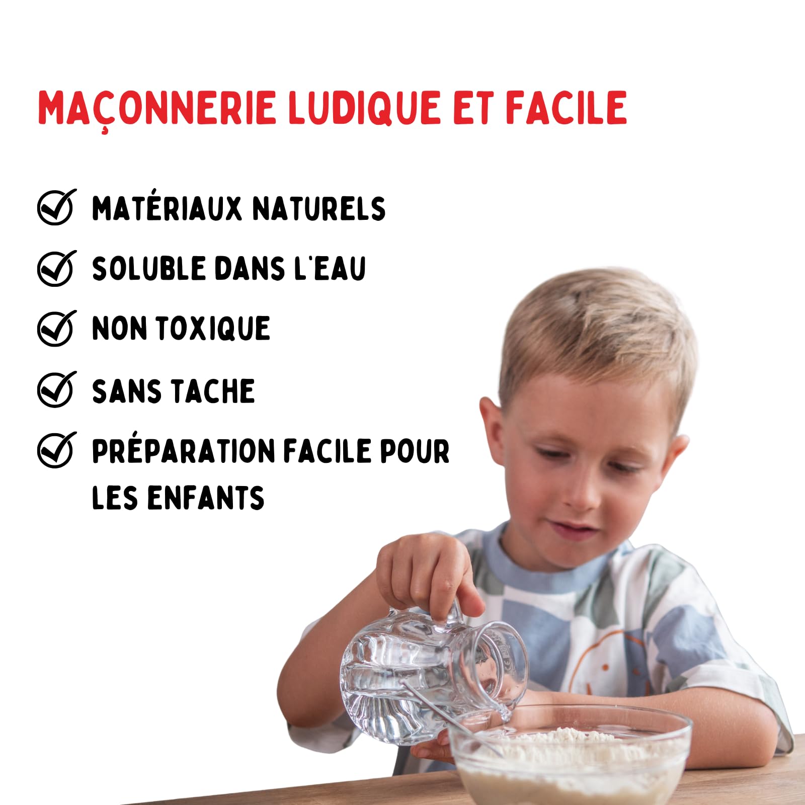 Teifoc 902 Mortier prêt à l’Emploi 1000 g – mortier Soluble dans l’Eau pour Bricolage et Construction avec Mini-Briques, Jouet Montessori DIY pour Enfants