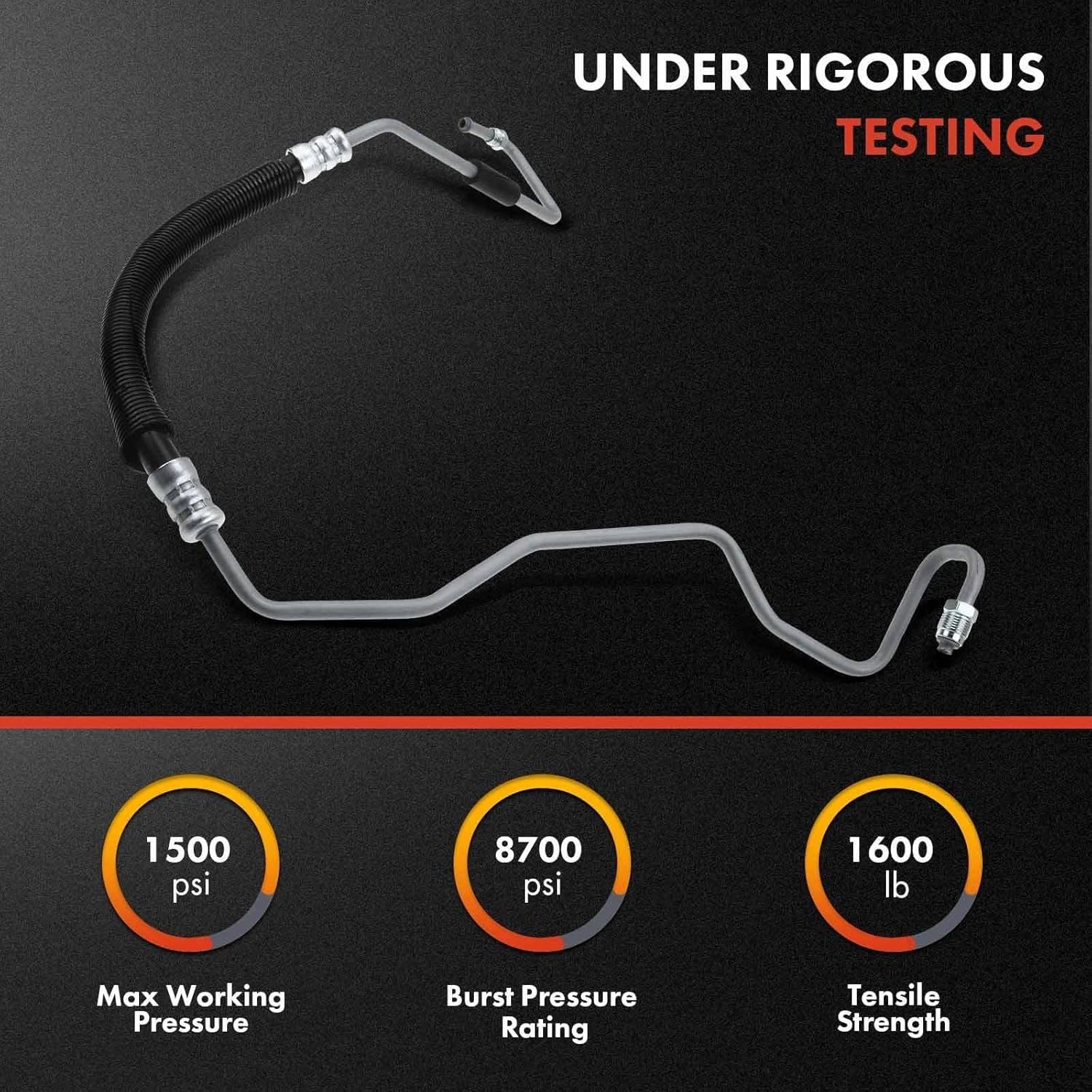 A-Premium Power Steering Pressure Hose Line Fit for Chevrolet, GMC Models - Silverado 2500 HD/3500 HD, Sierra 2500 HD/3500 HD/1500, 6.0L 6.6L, with O-ring, Hydraulic Brake Booster To Gear