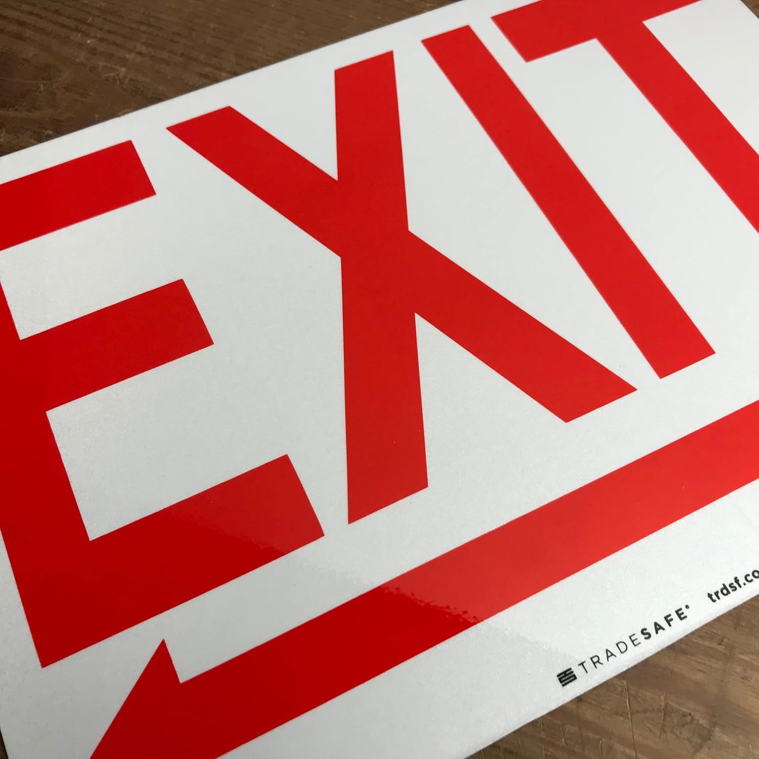 TRADESAFE Exit Sign - Exit Signs with Left Arrow, Quick Install Aluminum Safety Sign, Light Reflective, UV-Resistant, Waterproof, 14” X 10” Exit Left Signs For Business
