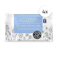 Vista 2 de LILLYDOO Toallitas para bebé con un 99% de agua – Sin perfume, hipoalergénicas, a base de plantas, resistentes y libres de plástico, compostables, 4
