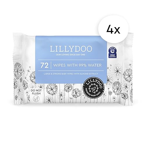 Miniatura 2 de LILLYDOO Toallitas para bebé con 99% de agua, sin perfume, hipoalergénicas, a base de plantas, fuertes y sin plástico, compostables, 4 paquetes