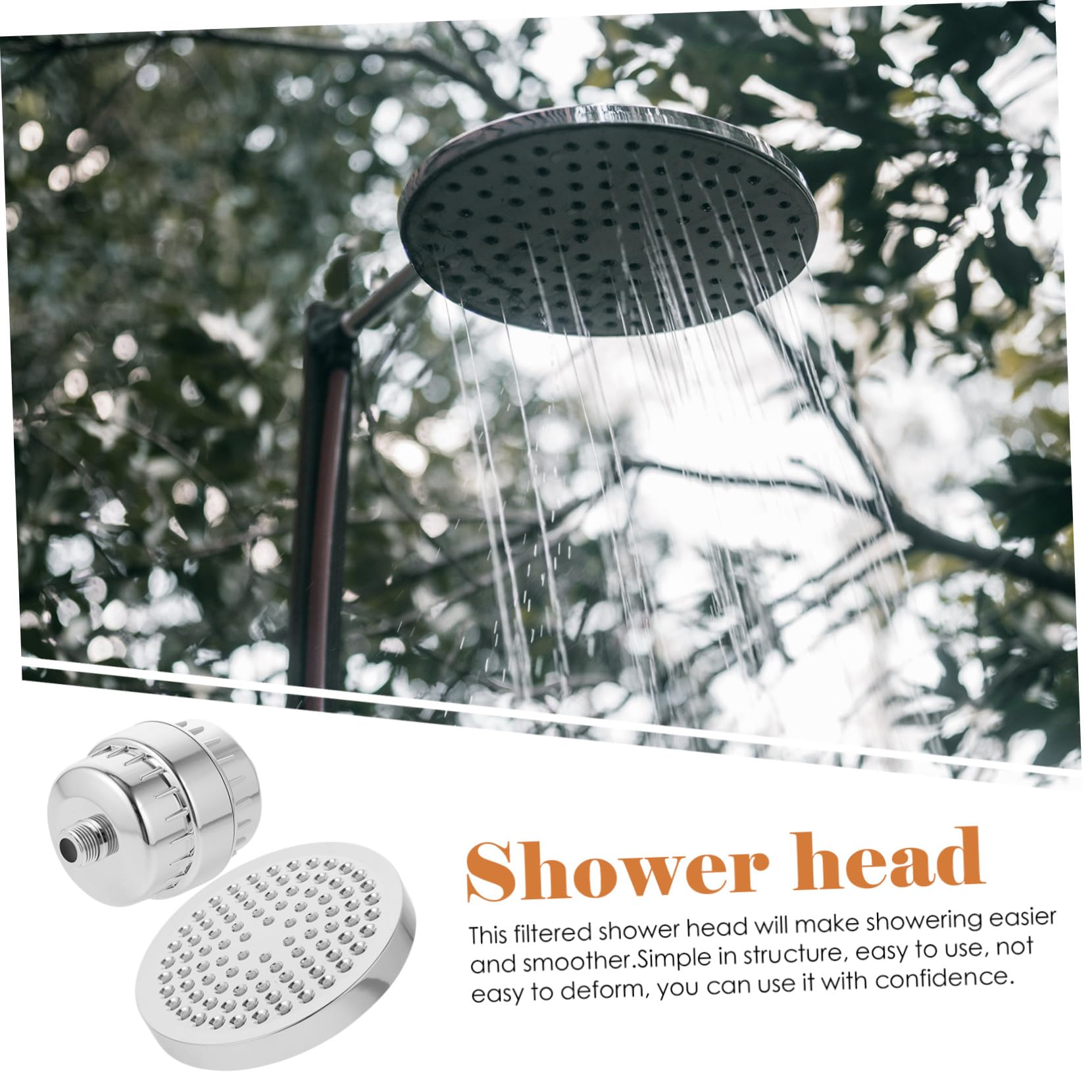 Hemobllo Cabezal de Ducha Filtro para Agua Dura, ABS Plata, Rotación 360°