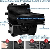 Vista 4 de Estuche rígido impermeable, 23 x 17 x 11.5 pulgadas, estuche con ruedas / espuma personalizable, cámara, herramienta electrónica, almacenamiento