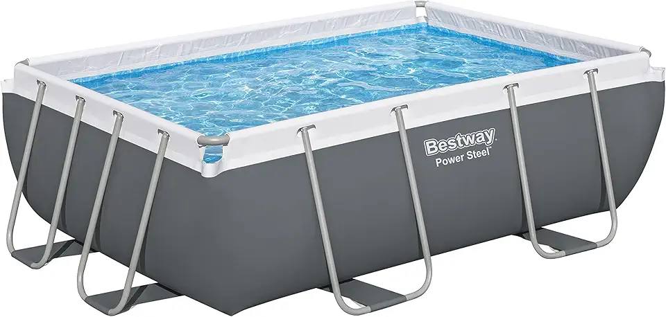 Piscines & spas gonflables été 2026 : 50 modèles pour rafraichir ton jardin Bestway Power Steel Kit piscine à cadre rectangulaire, gris foncé, avec pompe de filtratio