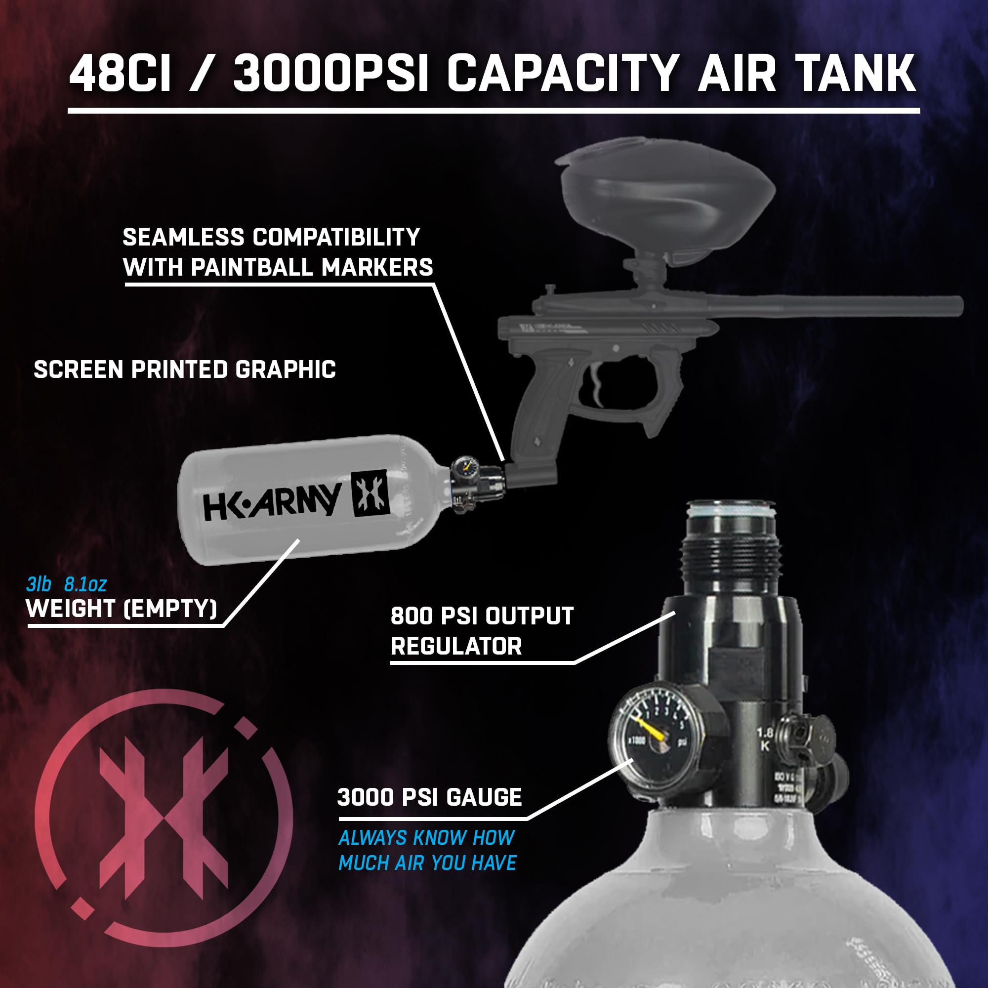 Amazon.co.jp: HK Army 48ci/3000psi アルミニウム HPA タンク