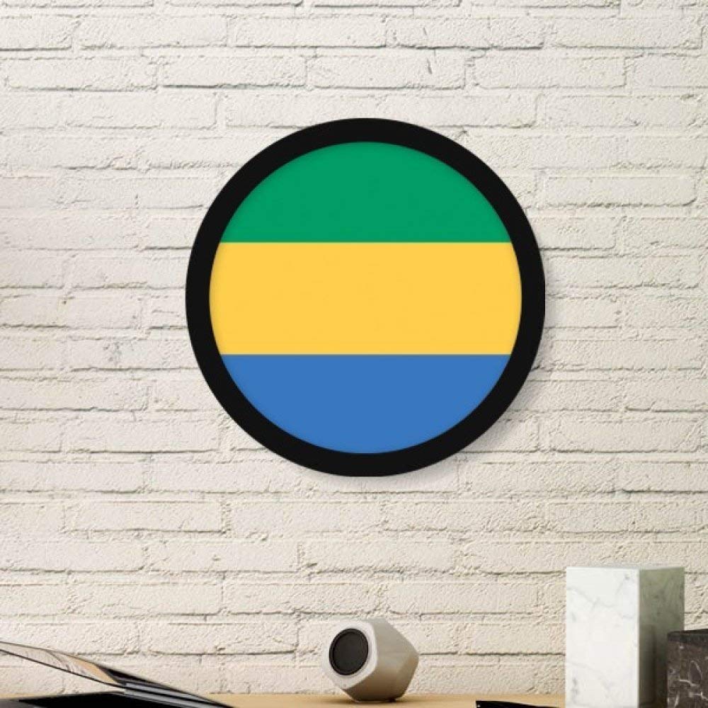Cadre photo Gabon grand format rond noir avec peinture d'art mural