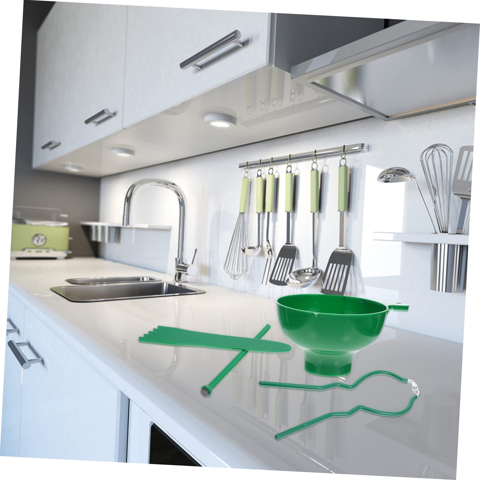 Juego de 6 Pinzas para Enlatar Verde de Acero Inoxidable