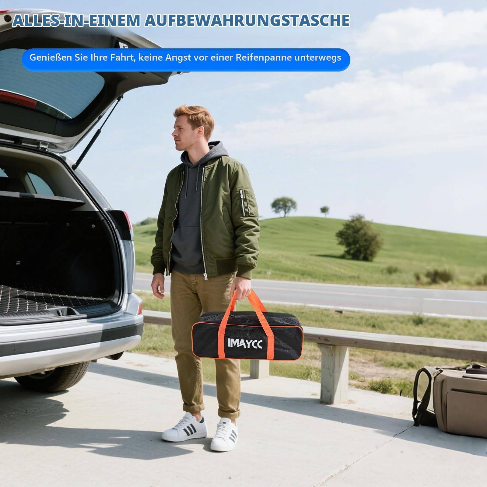 IMAYCC 2T Wagenheber Elektrisch Neues Upgrade,Universelle Scherenwagenheber für Tesla mit 2Pcs Gummiauflage, Tragbarer Wagenheber mit Radmutternschlüssel,Auto-Notfallset Tesla 3/Y/S/X Wartung Reparatu