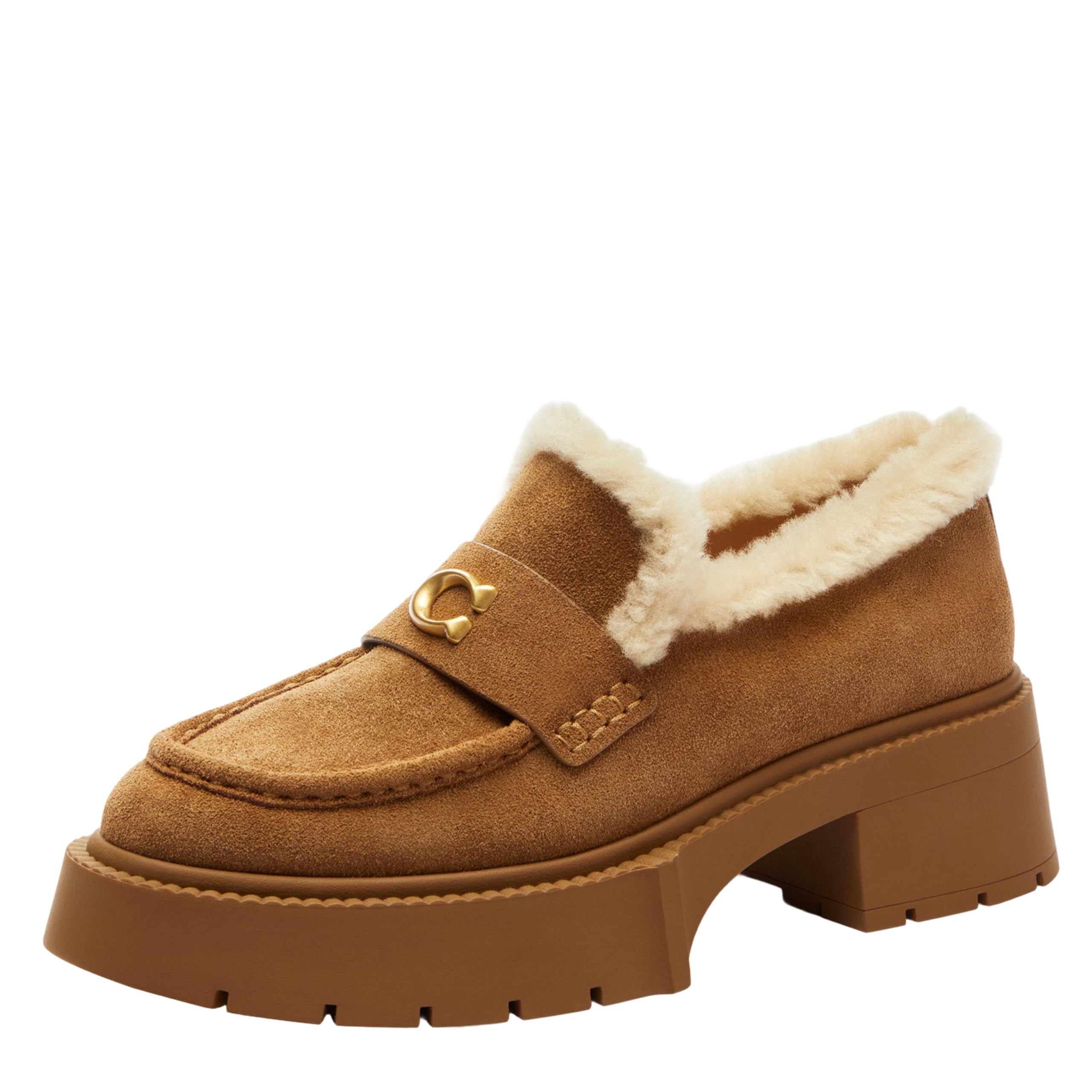 Photo 1 of Coach Leah Platform Suede Shearling Loafer