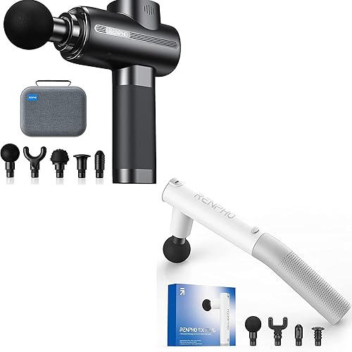 RENPHO Pistola de masaje mejorada 2022 de tejido profundo, pistola de masaje eléctrica de mano 2 en 1 de tejido profundo, potente pistola