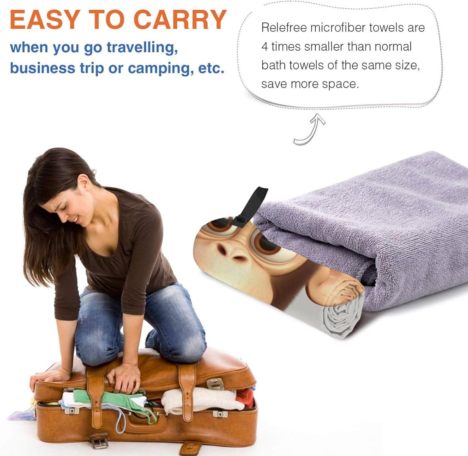 The Silent Monkey Printed Microfiber Travel Towel,Camping Towel,Quick Dry,Soft Lightweight for Gym,Hiking,Yoga,Backpacking