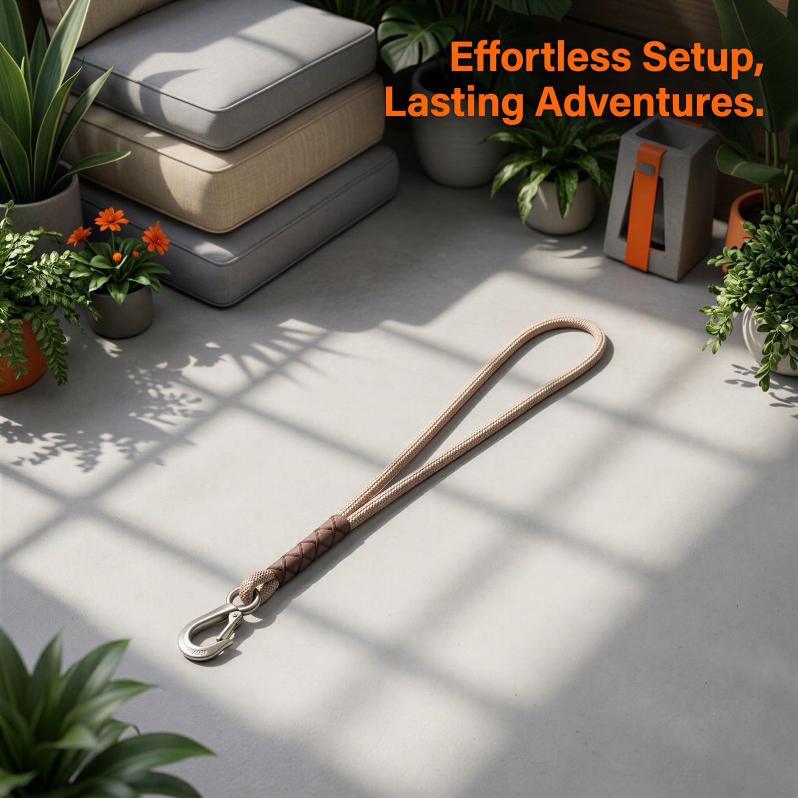 Lot de 2 Cordes de balançoire pour Arbre 2,0 ft (0,6 m), Sangles tressées en Nylon avec mousquetons en Acier Inoxydable, kit pour Chaise Suspendue, Yoga, Accessoires de Jeux extérieurs