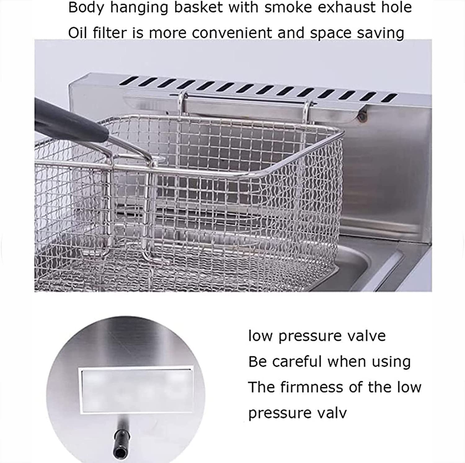 Freidora Comercial Gas Lpg, Máquina Freidora Cocina con Encimera, Deep Fryer con 2 Cestas para Freír, para Restaurantes Papas Fritas Puestos Comida Rápida
