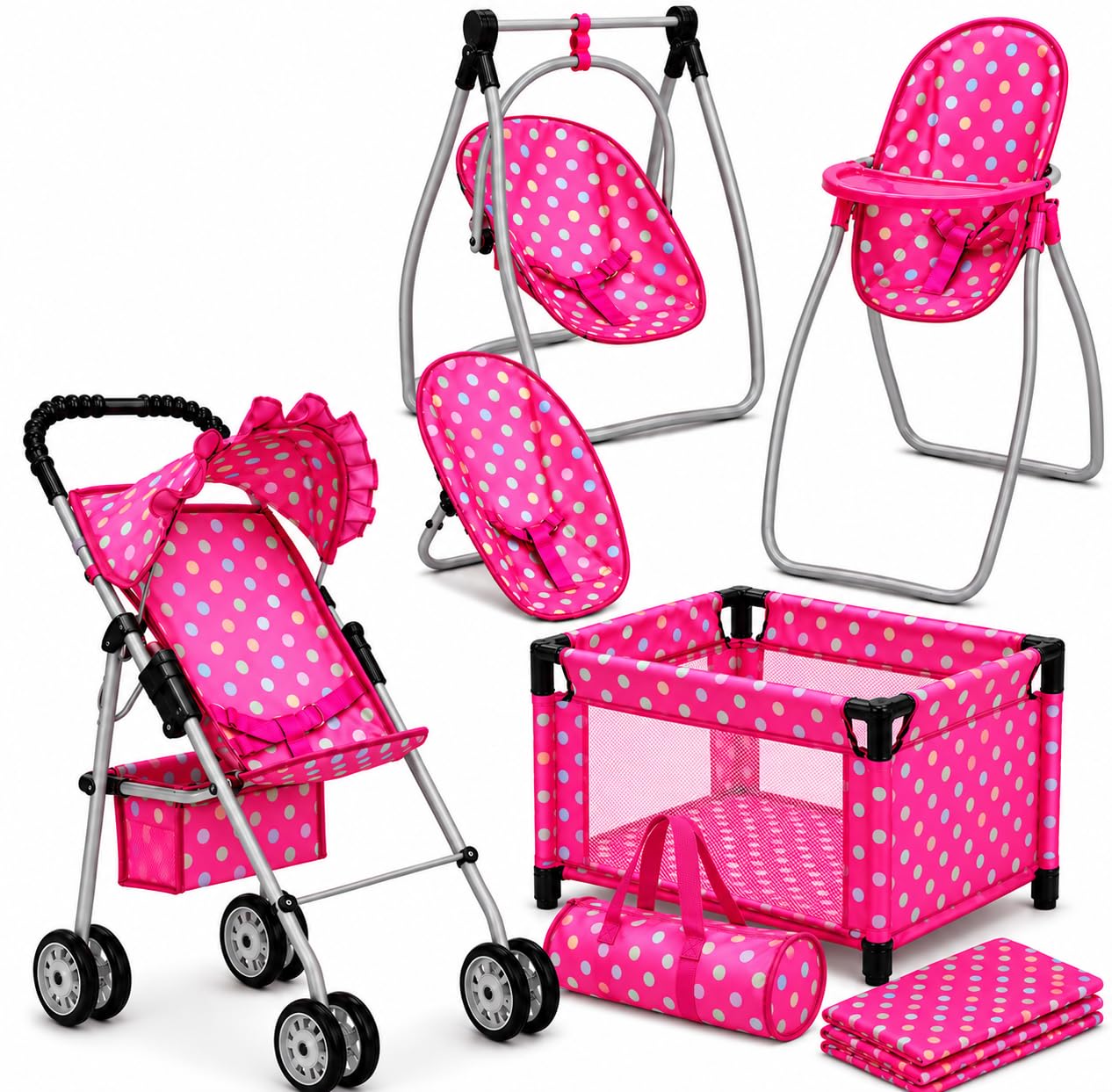 Amazon.com: Baby Doll Stroller & 3-Piece Nursery Playset for 18