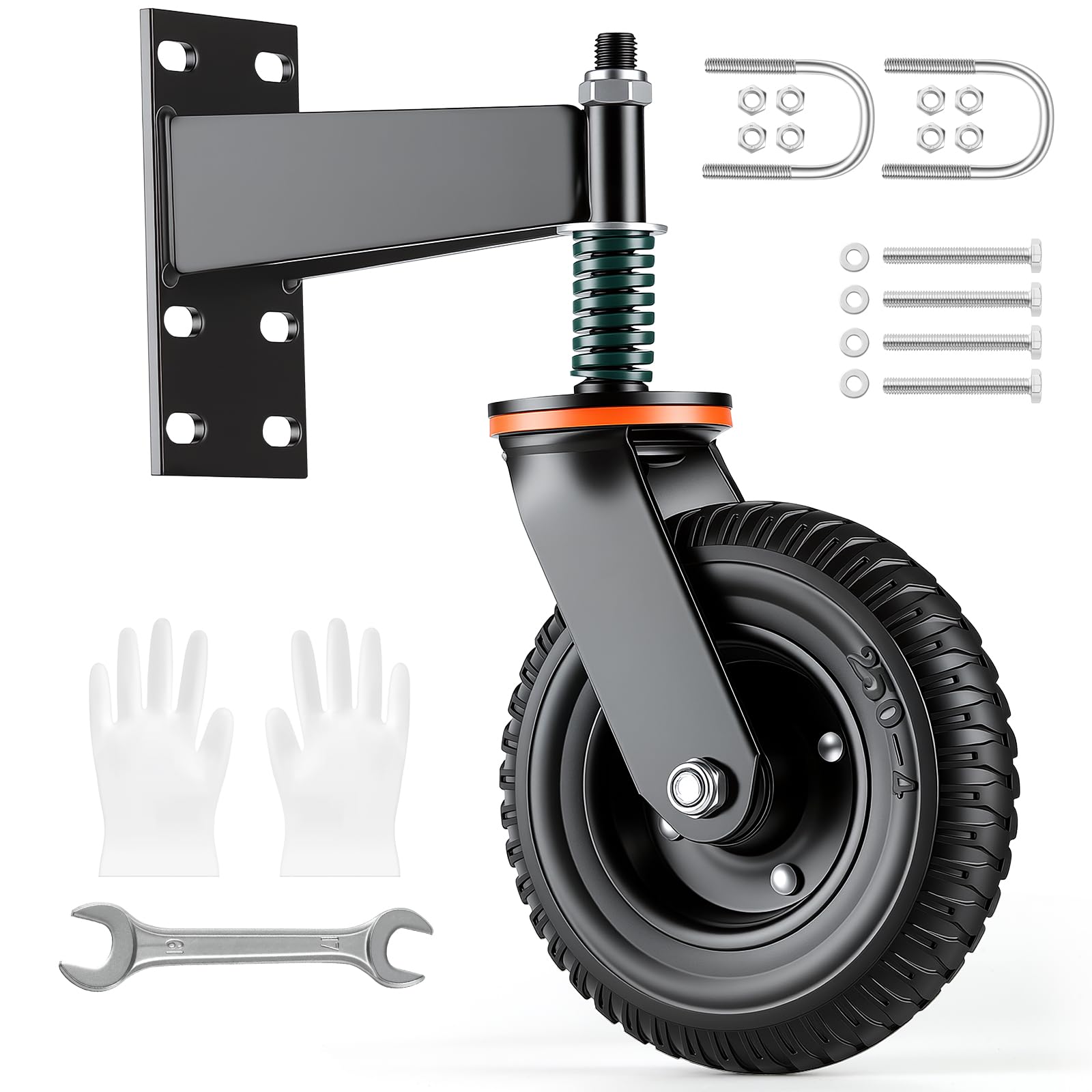 Photo 1 of ***** WHEEL ONLY *** Homwin Heavy Duty Gate Wheel, 8 Inch Fence Gate Wheels for Wooden Gate and Metal Tube Gate Spring Loaded 600 LBS Capacity Gate Caster Wheel Black
