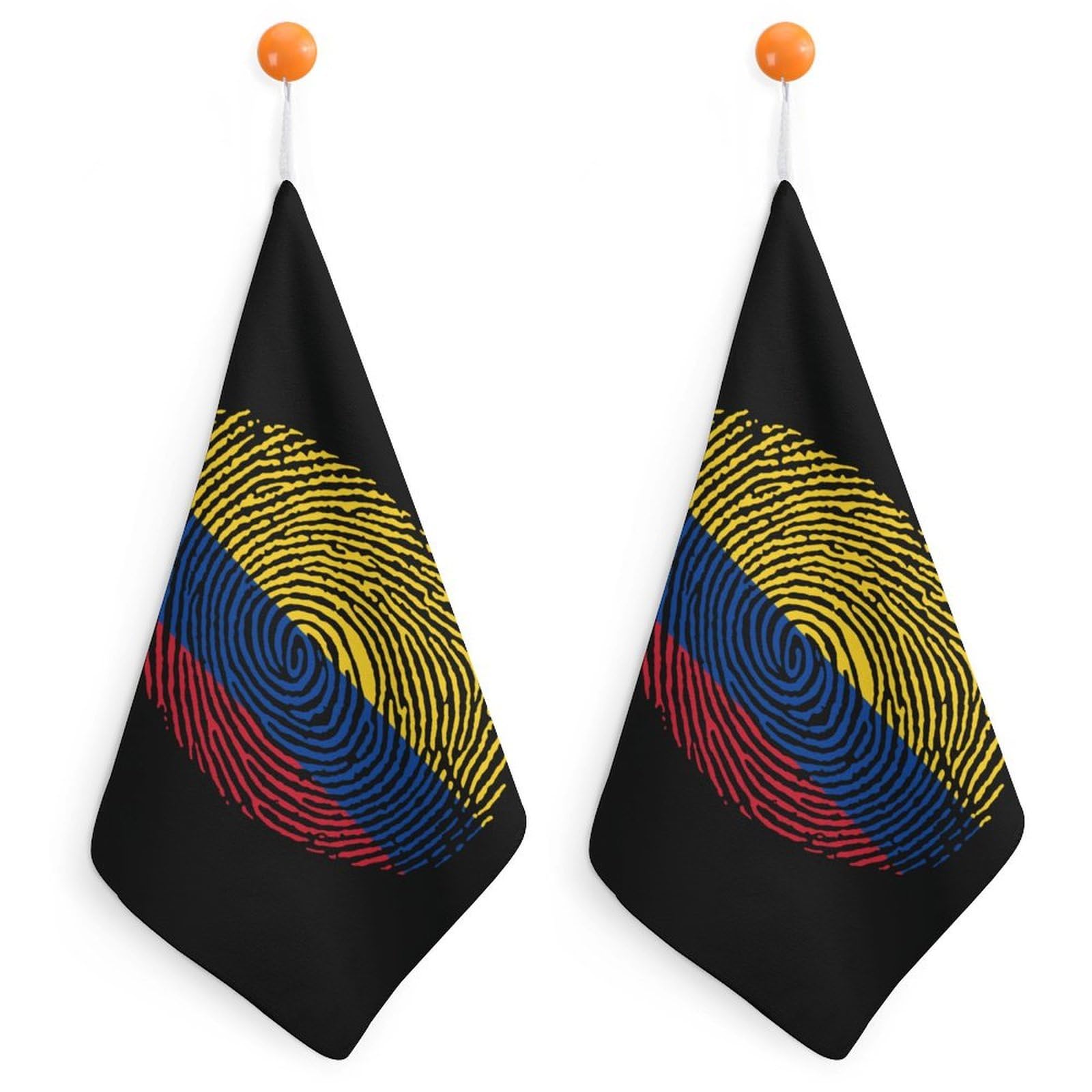 TXFBTRFSA Colombia Flag Finger Hand Towels with Hanging Loop Kitchen Towel Handkerchiefs Cleaning Cloths