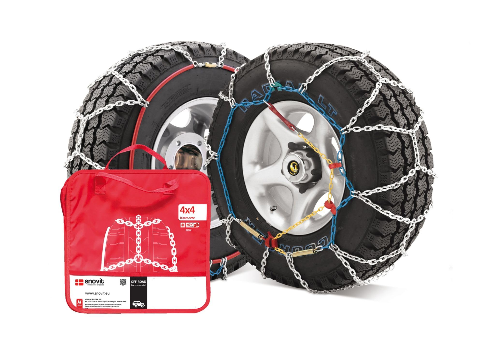 SNOVIT 4x4 Talla 390 - Cadena de nieve metálica 16 mm. 4x4, furgoneta y camión. Certificación ÖNORM EN-​16662-​1. Set 2 Uds.