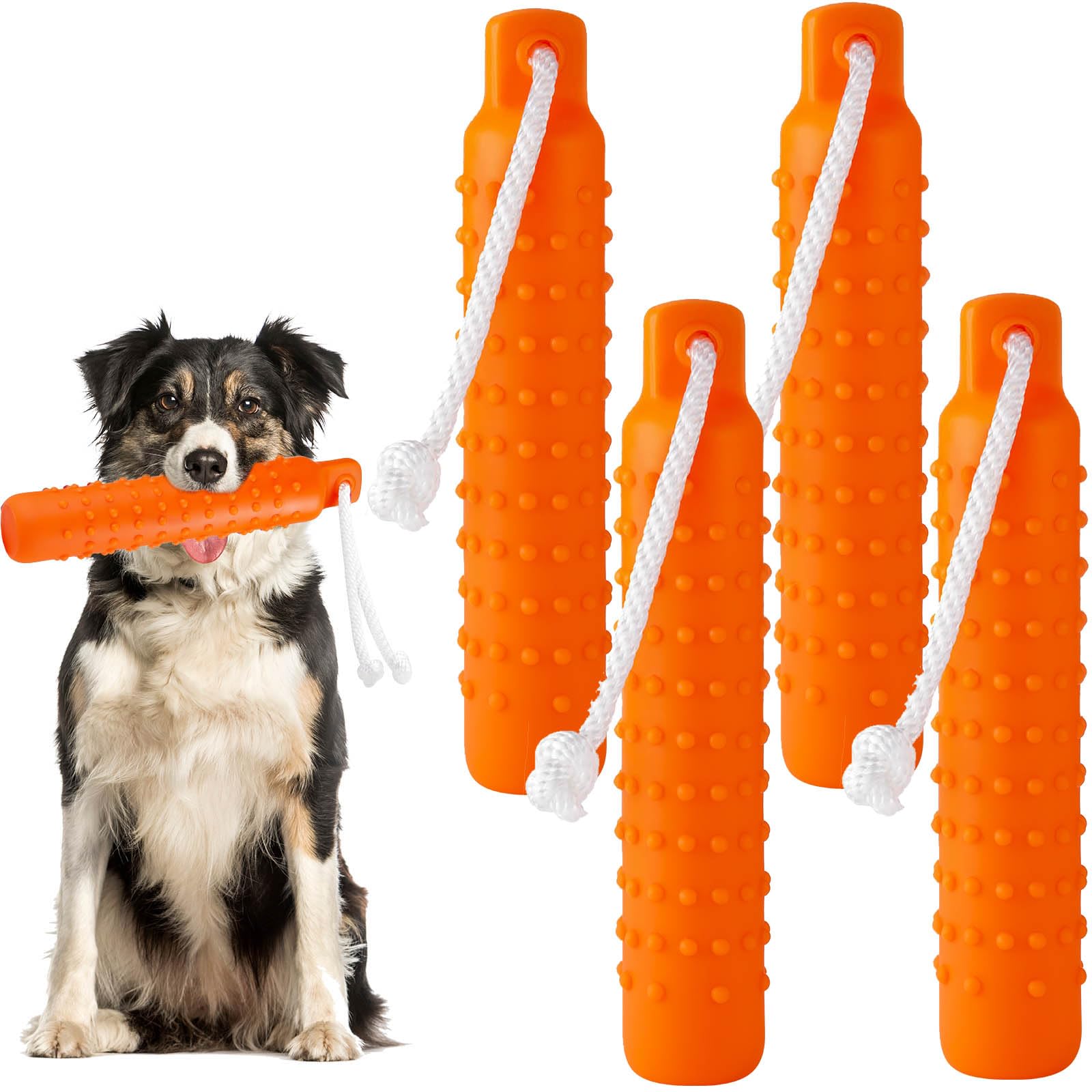 Blueweenly 4 Pcs Dog Float Bumper Toy Training Bumper, Toys Dummy Outdoor Water 11 x 2 Inch Puppy Lightweight for Float on The Water Pool for Small,