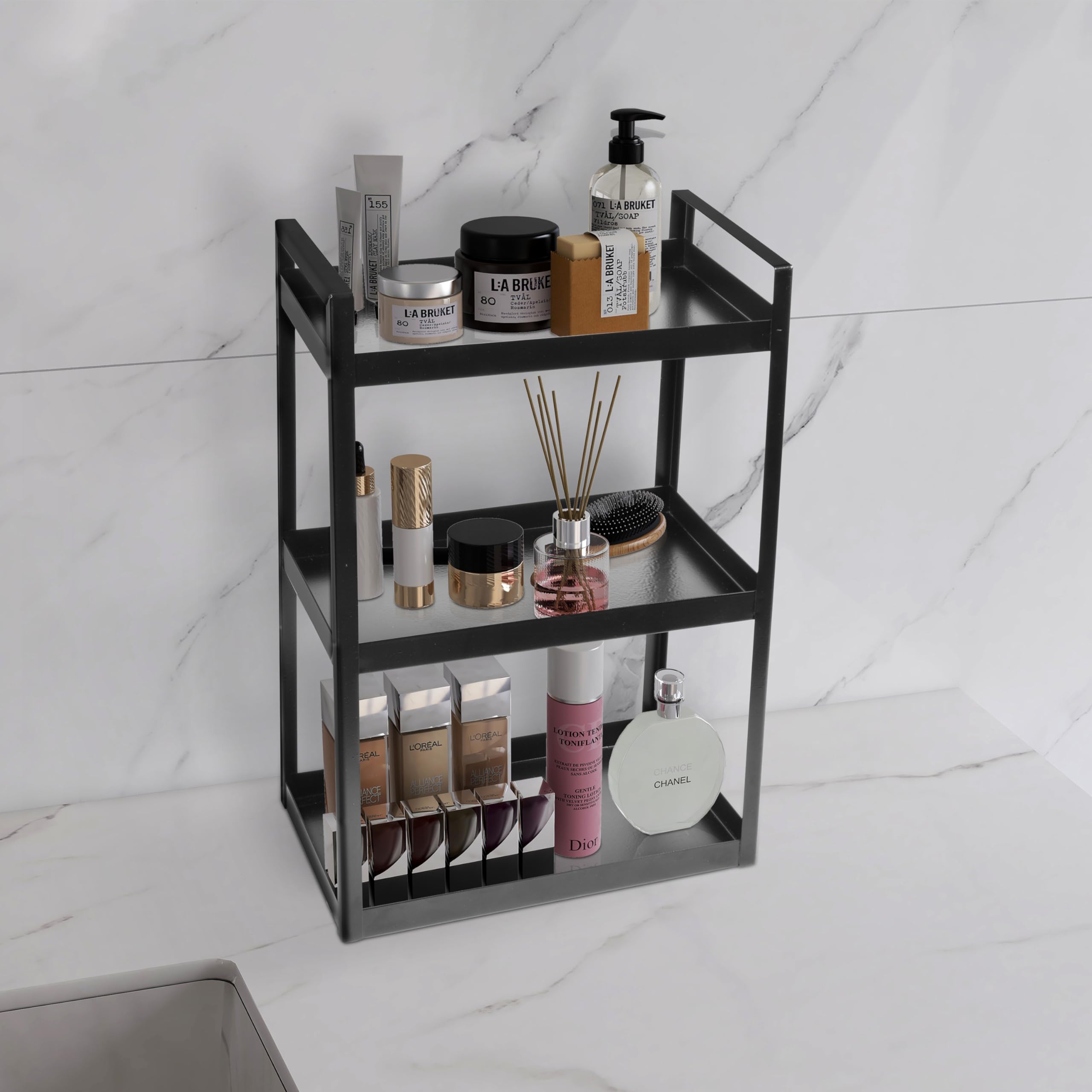 Planet Deluxe 3 Tier Multi-Purpose Bathroom Shelf/Kitchen Rack/Counter-top Organizer/Cosmetic Storage Organizer/Kitchen Spice Rack/Kitchen Stand/Bathroom Accessories (Black) (B0CW1FQ2BN) Amazon Price History, Amazon Price Tracker