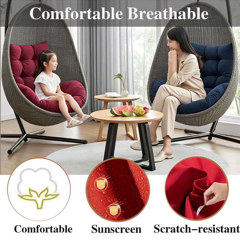 Generisch Hängesessel-Kissen, Schaukelsessel-Kissen Indoor Sitzkissen Garten Polster Auflage für Hängeschaukel Hängekorb Waschbar Schaukelstuhl Dicke Hängestuhl Sitzauflage,AA,Light Gray