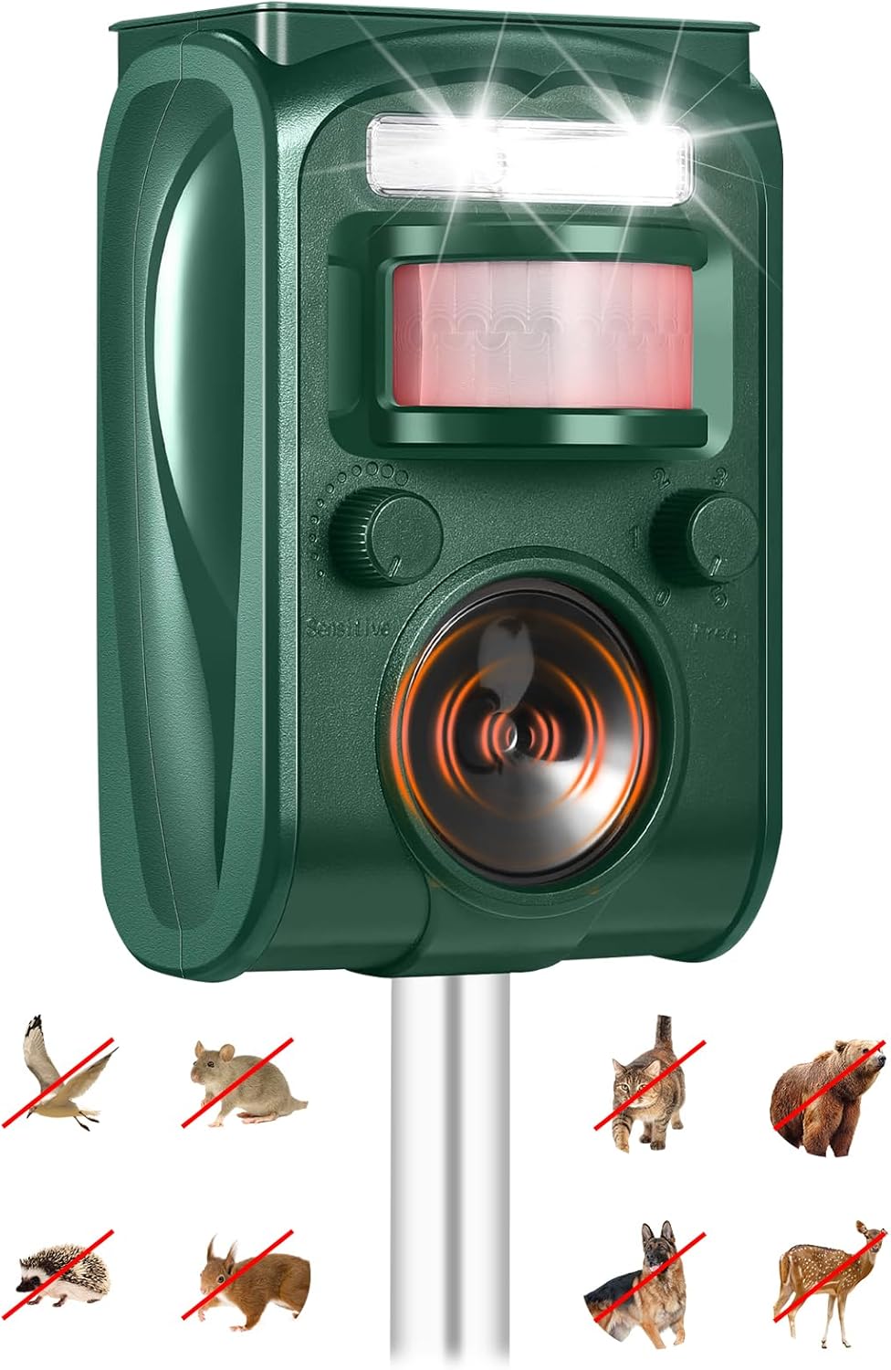 Solar Ultrasonic Animal Repellent, Cat Repellent Outdoor, Squirrel Repellent Raccoon Repellent, IP66 Waterproof Dog Deterrent Motion Detection, Deer Repellent Devices Waterproof with LED Flash Light - Amazon product rated Grade D