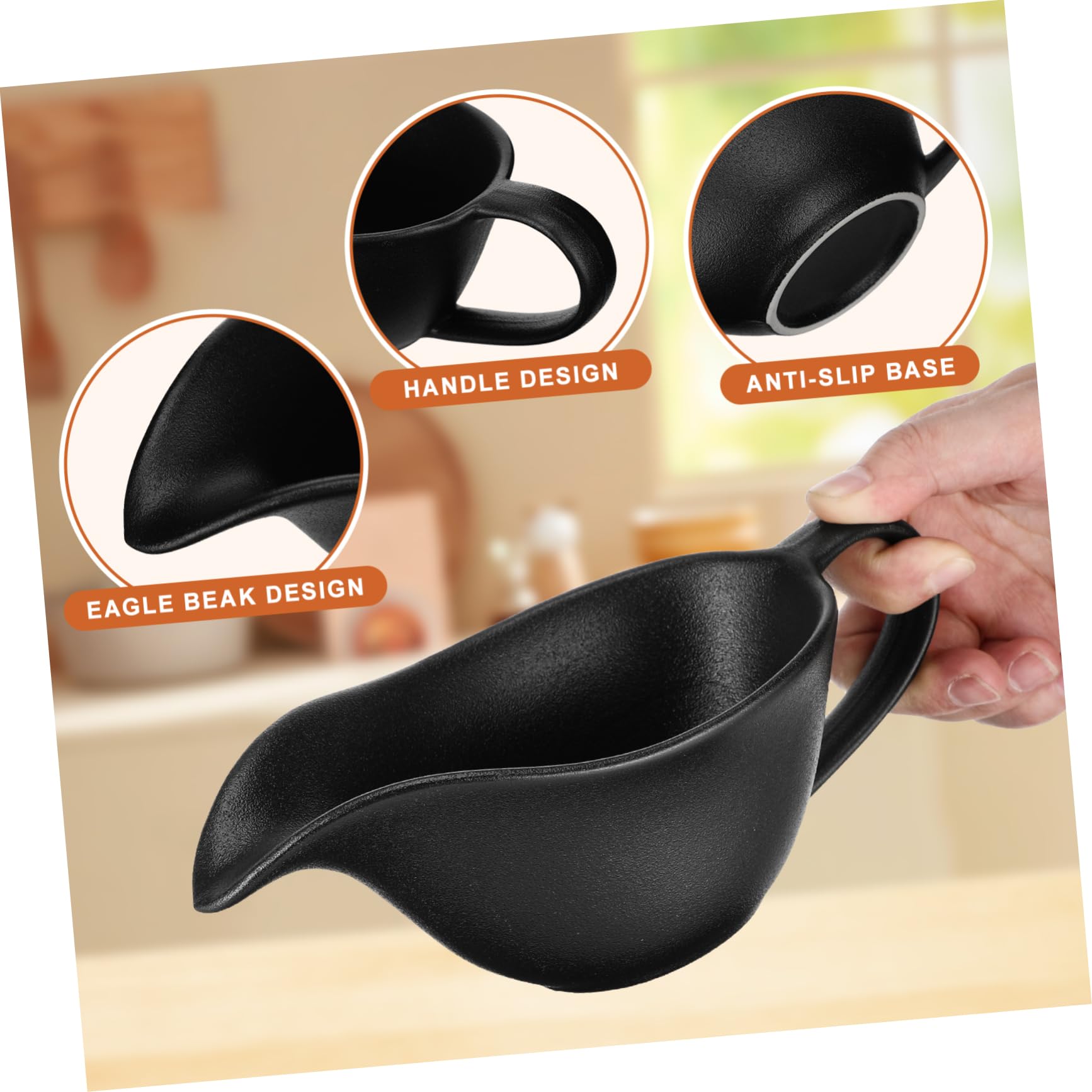 Baluue Bol de Sauce à Steak en Porcelaine Noir Bec Verseur