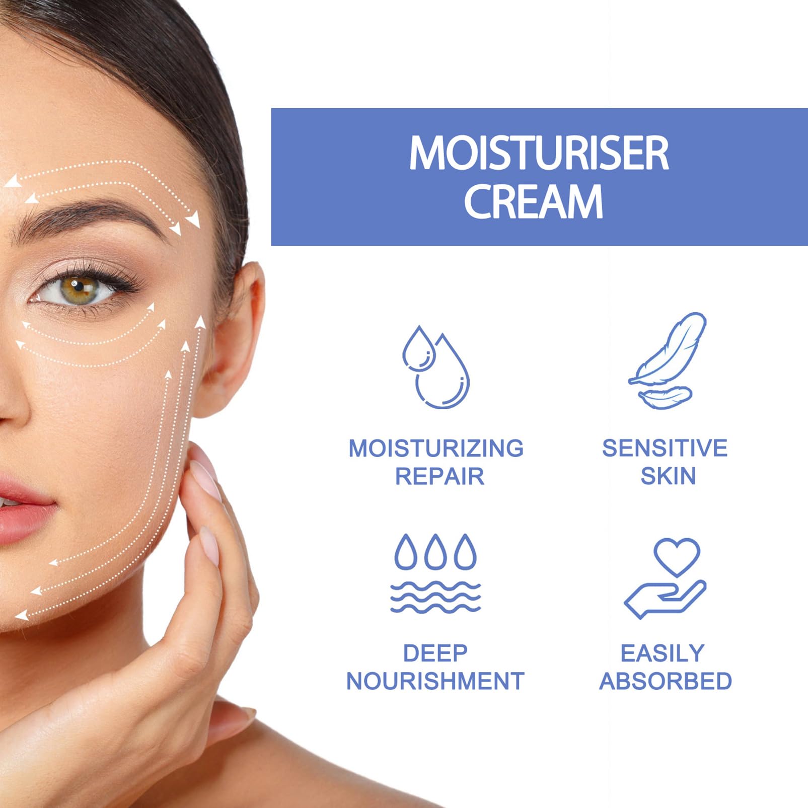 Ceramide Gesichtscreme - Feuchtigkeitscreme für Frauen - Glatte Haut Gesichtscreme - Anti-Falten-Gesichtscreme - Anti Aging Creme Damen - Trockenheit und Rauheit reduzieren Elastizität verbessern