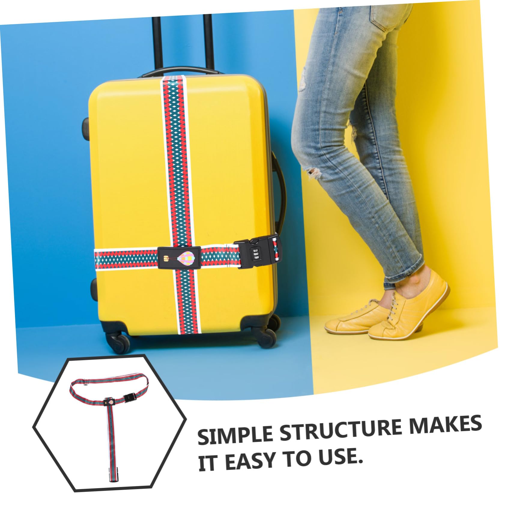 FRCOLOR 3 Stück Verstellbarer Koffergurt mit Doppelzahlenschloss Kreuz-packgurt aus Robustem Polyester Cartoon-Motiv Gepäckband für Sichere Reise für Koffer Reisegepäck Business und