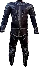 BI ESSE Adult Leather and Fabric Motorcycle Suit, 2-Piece Jacket and Trousers, Adjustable, Complete with Protectors