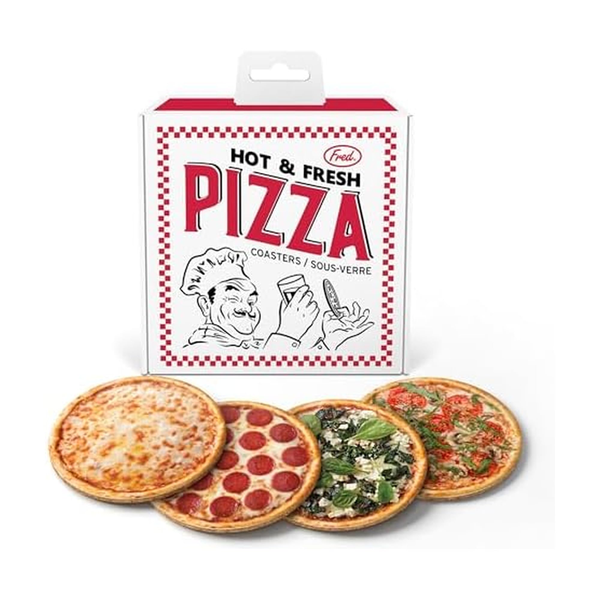 Dessous de verre pizza réalistes Fred pour apéritif et soirée conviviale