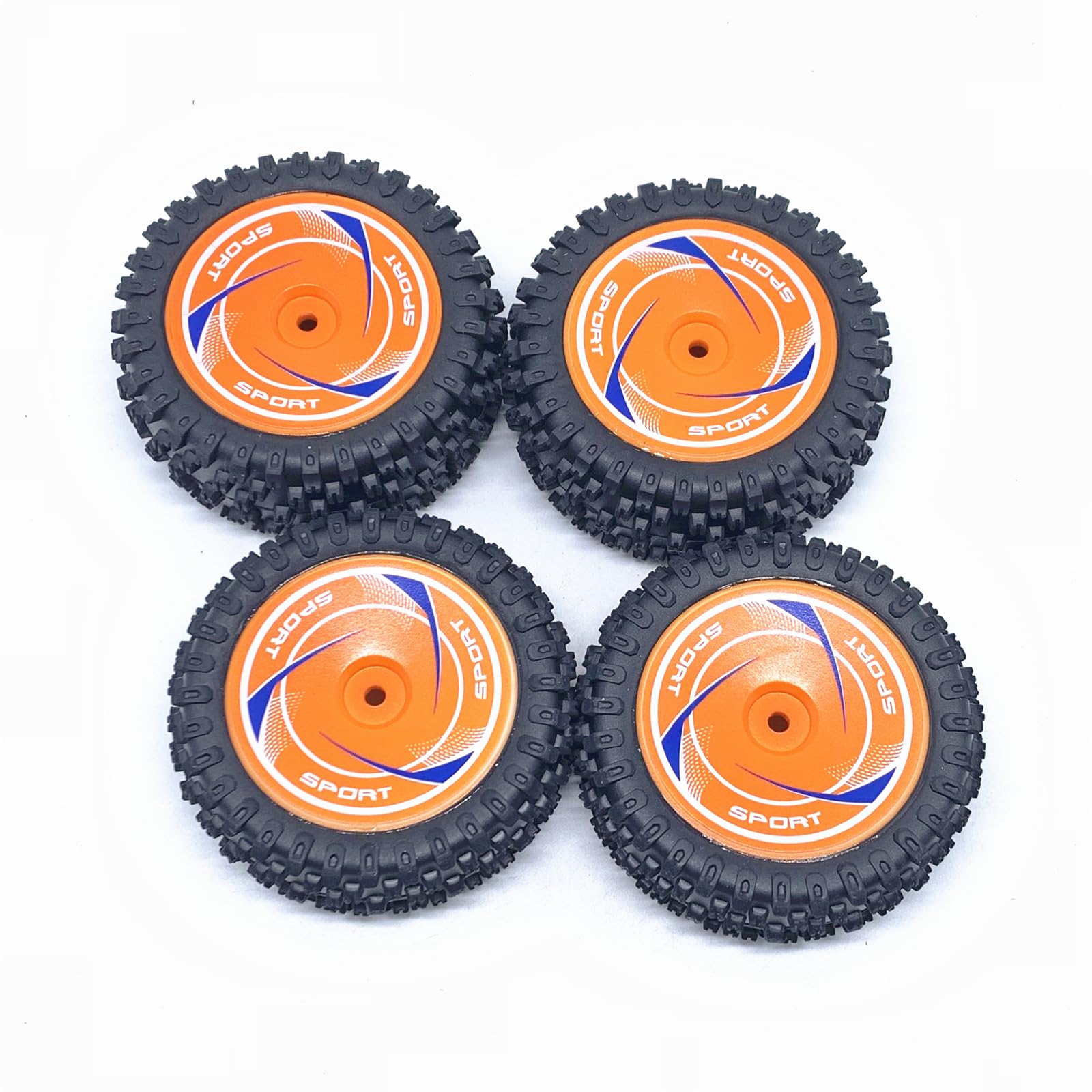KingVal Replacement Front and Rear Wheel Tire Combo RC Spare Parts Compatible with WLtoys 124010 RC Car (Orange)