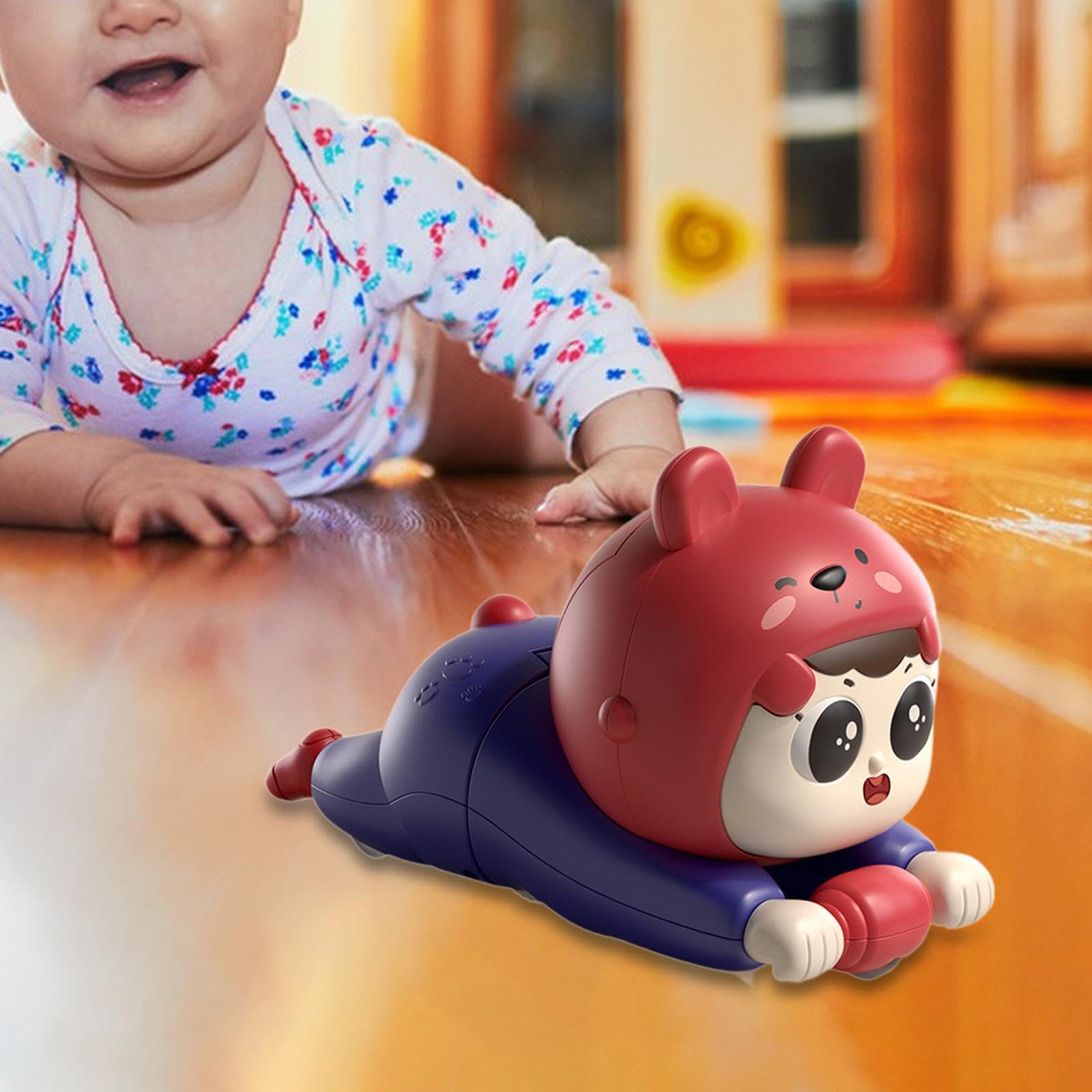 Giocattolo per Gattonare per Bambini Dai 6 Ai 12-18 Mesi, Interattivo, con Movimento, per Giochi di Ruolo per Neonati E Bambini Piccoli, Sensoriale, rosso blu, Inglese