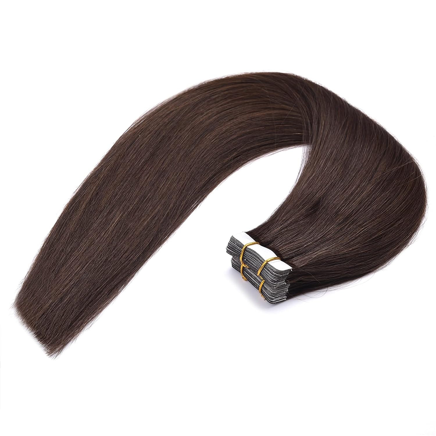 Hair Extensions Tape in Seamless Skin Weft Remy Human Hair (26Inch 20Pcs 70Gram, Dark Brown)