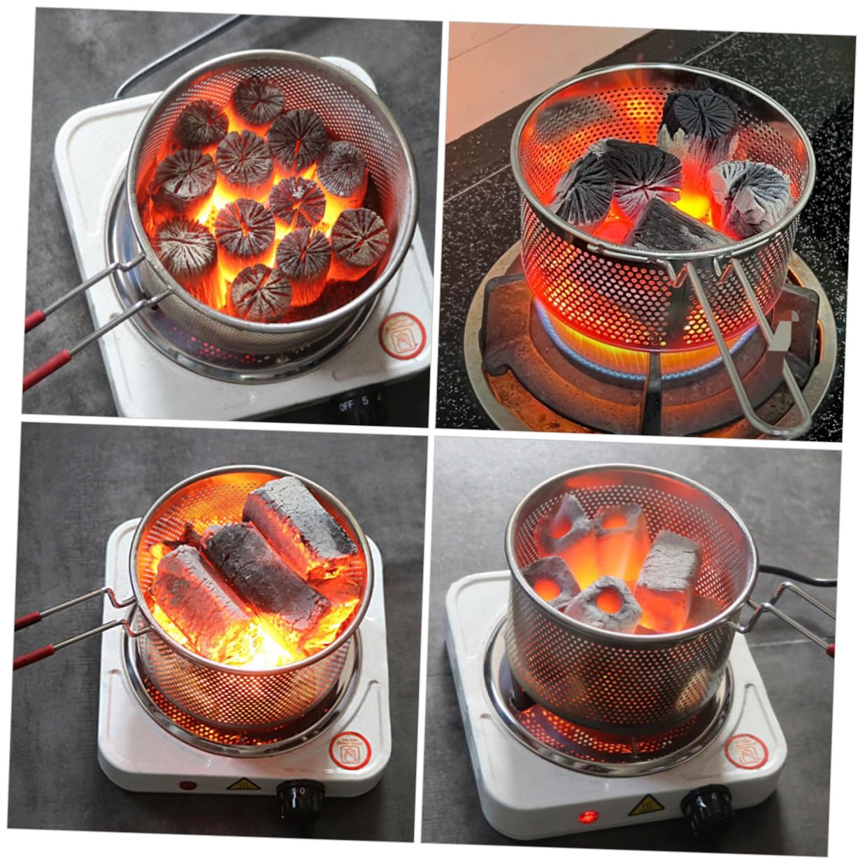Cesta para Carbón para Barbacoa de Acero Inoxidable Distribución Uniforme de Calor, Versátil y Resistente, Adecuado para Camping y Uso Interior