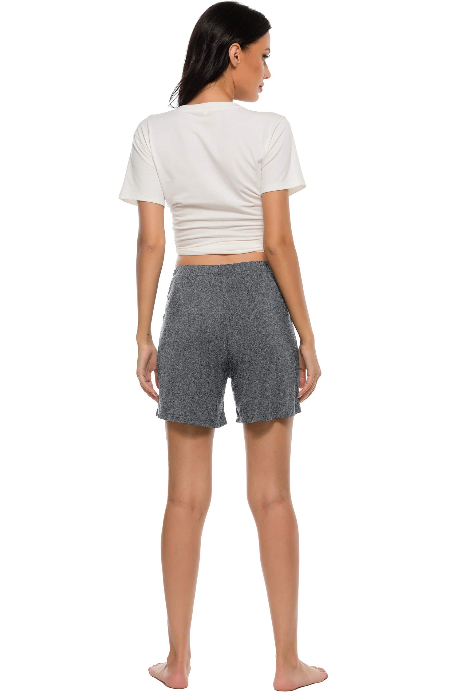 MoFiz Femme Bas de Pyjama Shorts d'Été Doux Modal Pantalon Court de Nuit avec Poches