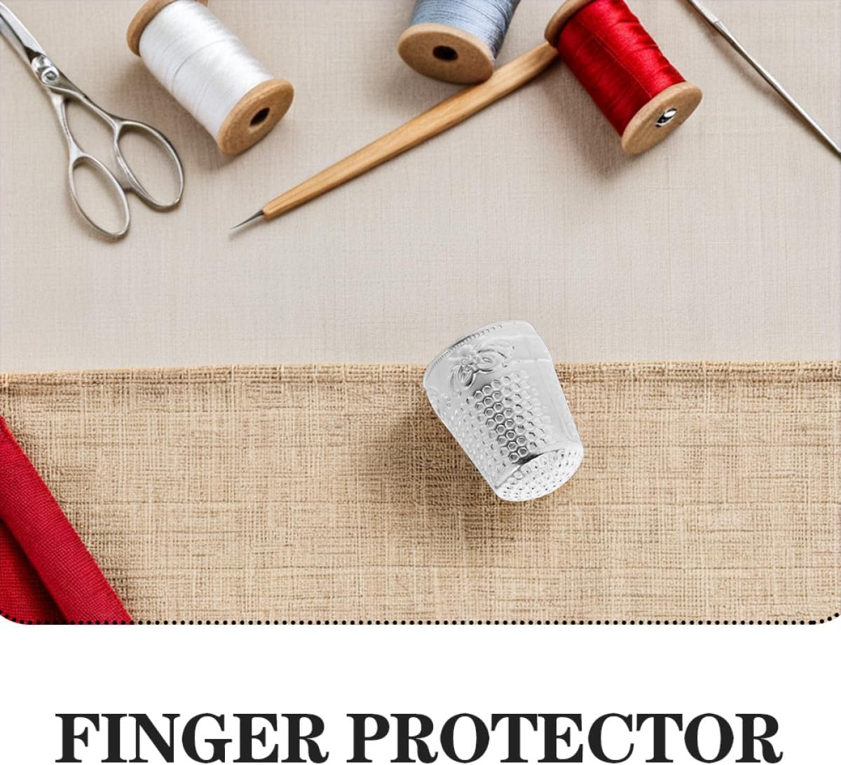 HOODANCOS 12pcs Metal Sewing Thimble Set with Finger Protectors for Hand Sewing and Quilting for DIY Craft Needlework